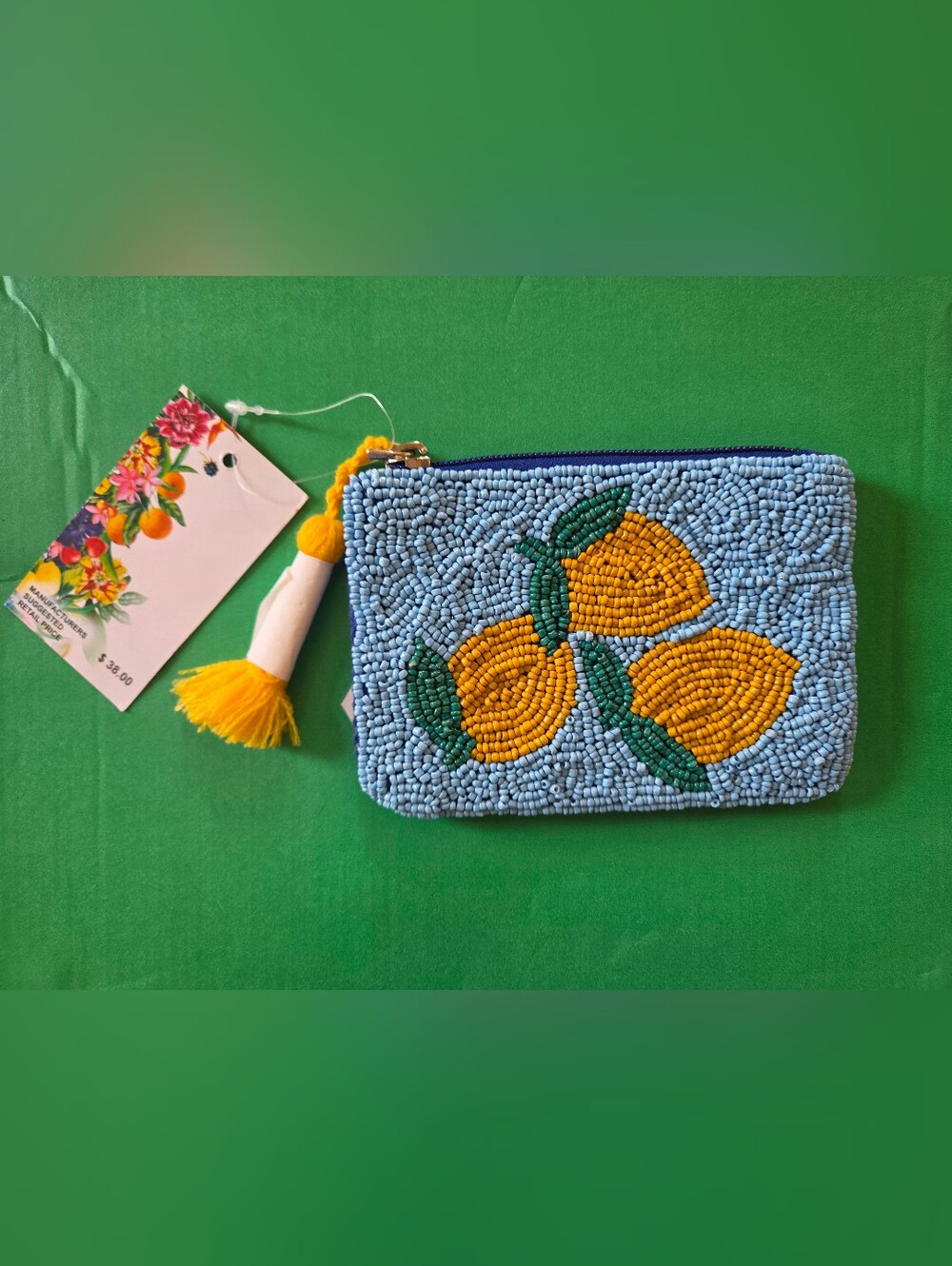 NWT Beaded Lemon Change Purse
